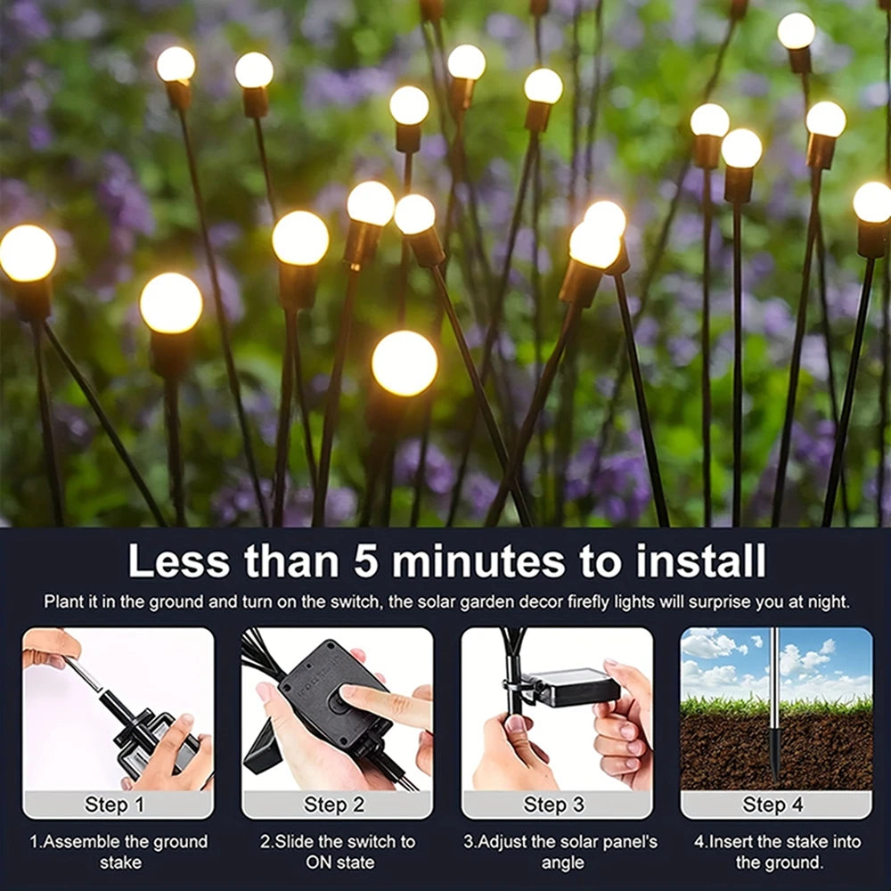 Solar LED Light Outdoor Garden Decoration Landscape Lights Firework Firefly Lawn Lamps Country House Terrace Balcony Decor Lamp